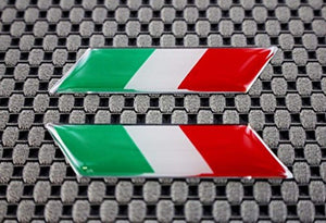 Italy Flag Chrome Outline Raised Clear Domed Lens Decal Set (Left & Right) 2"x 0.5"