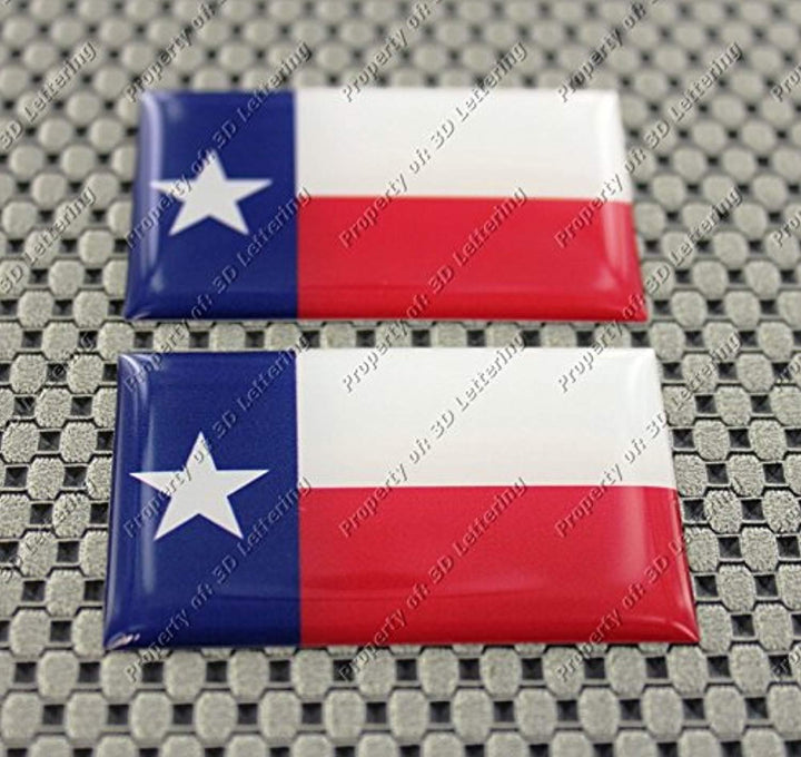 Texas Lone Star Flag Raised Clear Domed Lens Decal Set