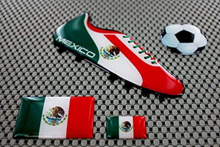 Mexico World Cup Soccer Shoe Raised Clear Domed Lens Decals (4 piece Set)