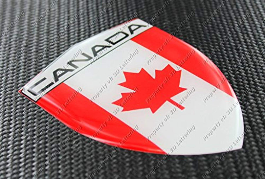 Canada Flag Raised Clear Domed Lens Decal 4.39"x 3.29"