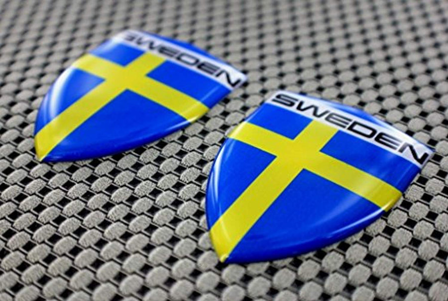 Sweden Flag Raised Clear Domed Lens Decal Set 1.6" x 2.16"