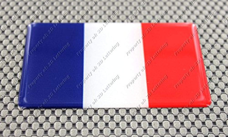 France Flag Raised Clear Domed Lens Decal 4"x 2.5"