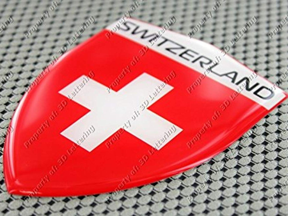 Switzerland Flag Car & Truck Raised Clear Lens Sticker Decal 3.27
