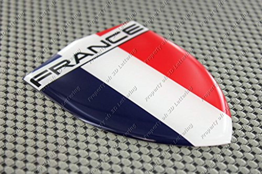 France Flag Raised Clear Domed Lens Decal 3.13"x 4.33"