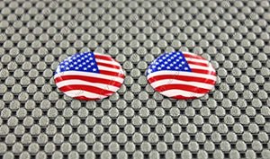 USA Flag Raised Clear Domed Lens Decal Set Round 1"