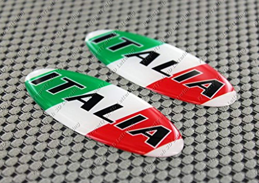 Italy Italia Flag Raised Clear Domed Lens Decal Set Oval 3"x 1.25"