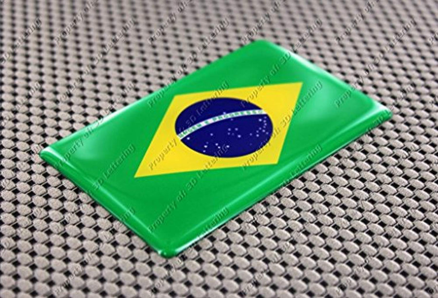 Brazil Flag Raised Clear Domed Lens Decal