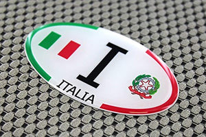 Italy Italia Flag Raised Clear Domed Lens Decal Oval 3"x 1.75"