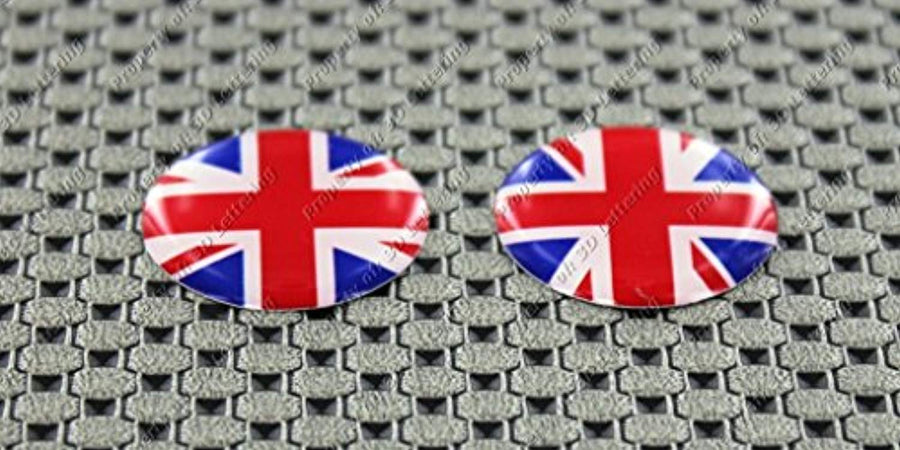 England UK Union Jack Flag Raised Clear Domed Lens Decal Set Round 1"