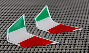 Italy Flag Chrome Outline Raised Clear Domed Lens Decal Set V Emblem