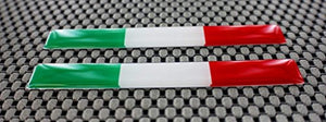 Italy Flag Chrome Outline Raised Clear Domed Lens Decal Set 4"x 0.5"