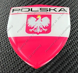 Poland Polska Flag Raised Clear Domed Lens Decal