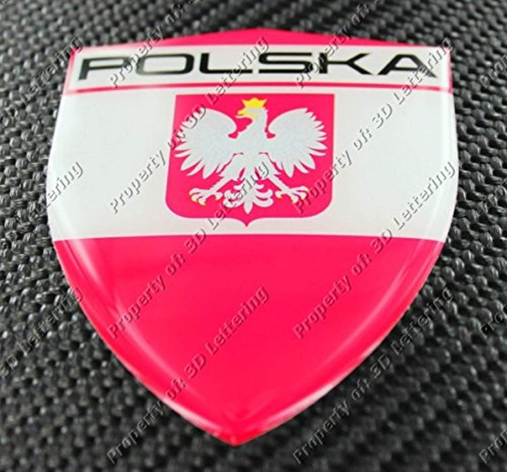 Poland Polska Flag Raised Clear Domed Lens Decal