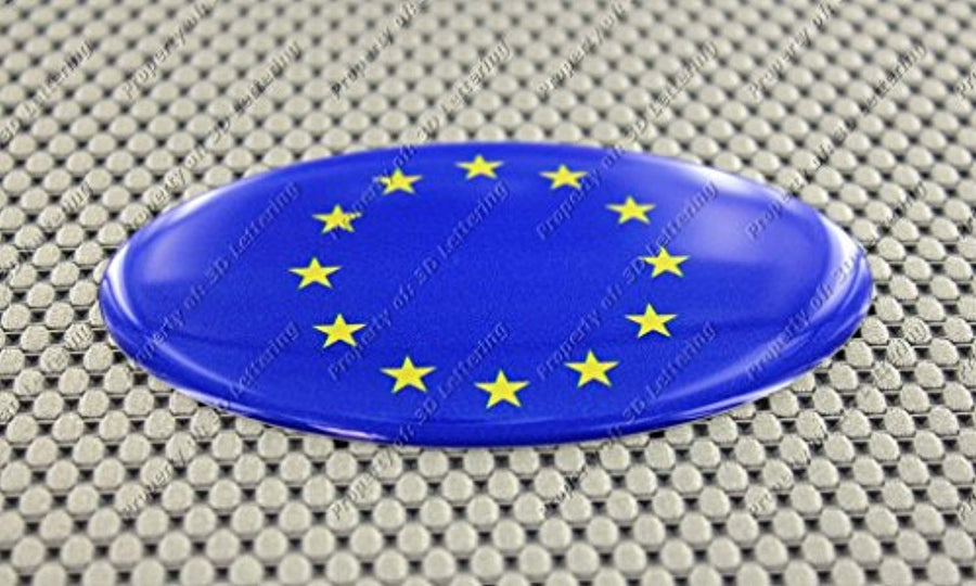 European Union Flag Raised Clear Domed Lens Decal Oval