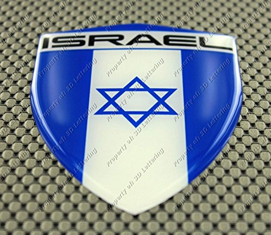 Israel Flag Raised Clear Domed Lens Decal  דגל ישראל