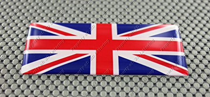 England UK Union Jack Flag Raised Clear Domed Lens Decal 4" x 2"