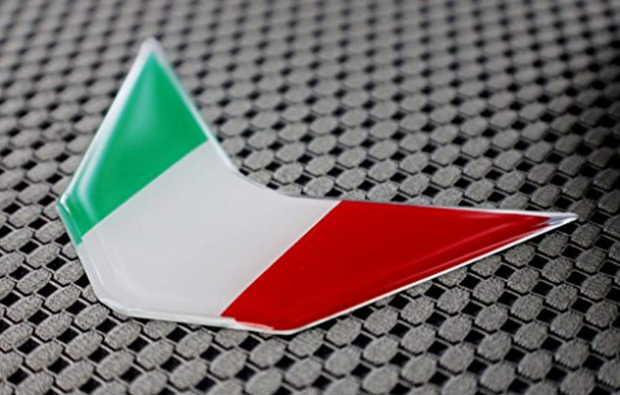 Italy Flag Chrome Outline Raised Clear Domed Lens Decal V Emblem