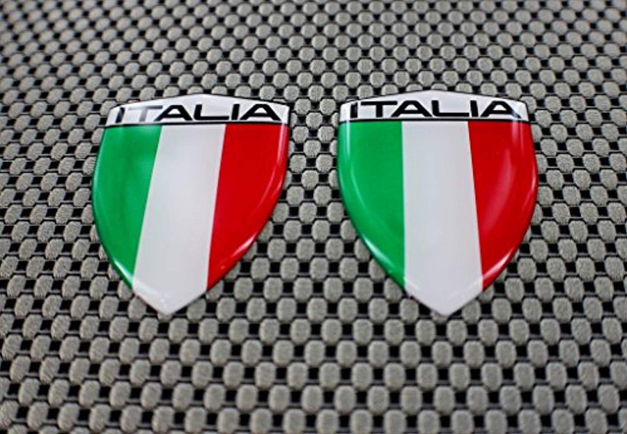 Italy Italia Flag Raised Clear Domed Lens Decal Set 1.6"x 2.16"