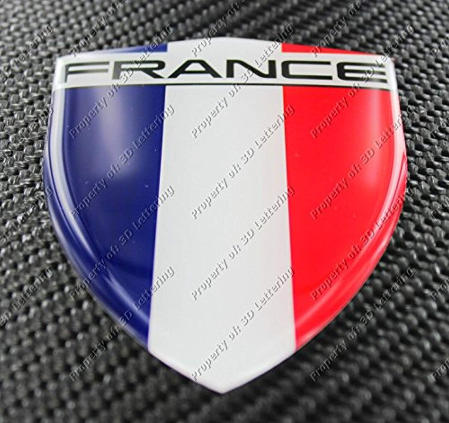 France Flag Raised Clear Domed Lens Decal 3.13"x 4.33"