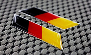 Germany Flag Raised Clear Domed Lens Decal Set Left and Right Slanted 2"x 0.5"