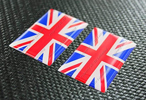 England UK Union Jack Triumph Flag Raised Clear Domed Lens Decal Set 2"x 1.3"