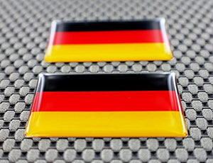 Germany Flag Raised Clear Domed Lens Decal Set 2"x 1.2"