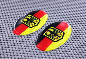 Germany Flag Crest Raised Clear Domed Lens Decal Set Oval 3"x 1.75"