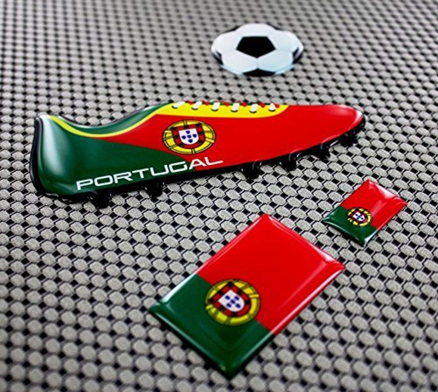 Portugal Euro Cup Soccer Shoe Raised Clear Domed Lens Decals (4 Piece Set)