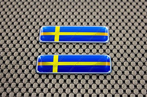 Sweden Flag Raised Clear Domed Lens Decal Set 2.3" x 0.73"