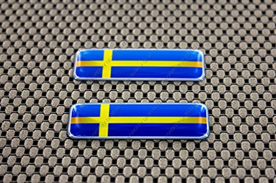 Sweden Flag Raised Clear Domed Lens Decal Set 2.3" x 0.73"