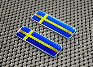 Sweden Flag Raised Clear Domed Lens Decal Set 2.3" x 0.73"