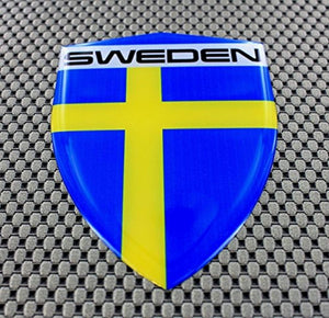 Sweden Flag Raised Clear Domed Lens Decal 3.2" x 4.36"