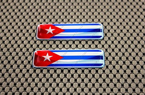 Cuba Flag Raised Clear Domed Lens Decal Set