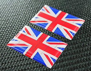 England UK Union Jack Triumph Flag Raised Clear Domed Lens Decal Set 2"x 1.3"