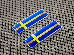 Sweden Flag Raised Clear Domed Lens Decal Set 2.3" x 0.73"