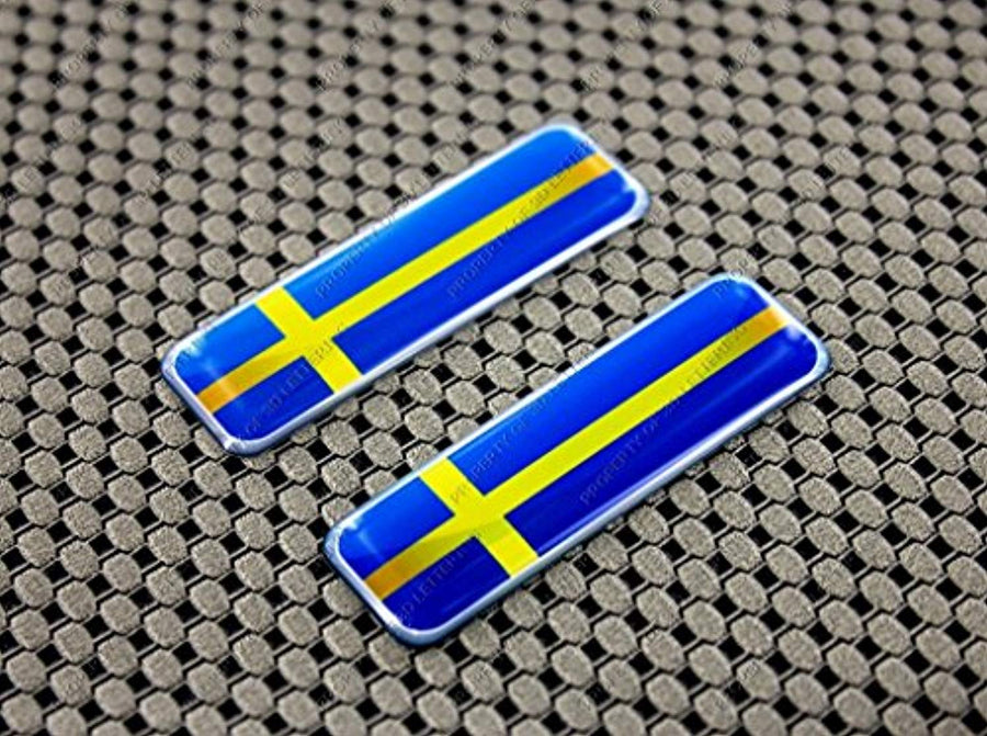 Sweden Flag Raised Clear Domed Lens Decal Set 2.3" x 0.73"