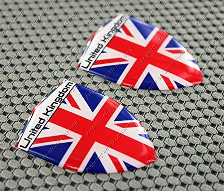 England Flag Raised Clear Domed Lens Decal Set 2.35"x 1.6"