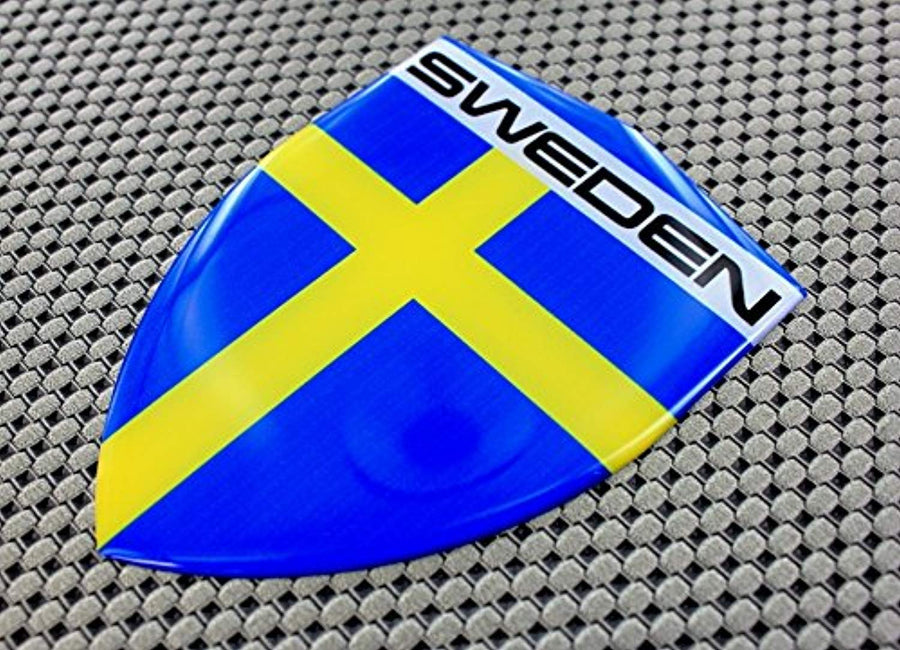 Sweden Flag Raised Clear Domed Lens Decal 3.2" x 4.36"