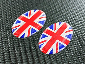 England UK Union Jack Triumph Flag Raised Clear Domed Lens Decal set Oval 1.9"x 1.15"