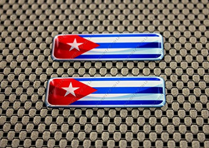 Cuba Flag Raised Clear Domed Lens Decal Set