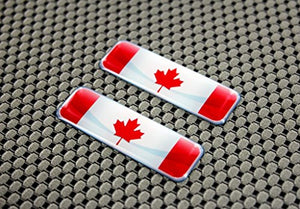 Canada Flag Raised Clear Domed Lens Decal Set 2.3"x 0.73"