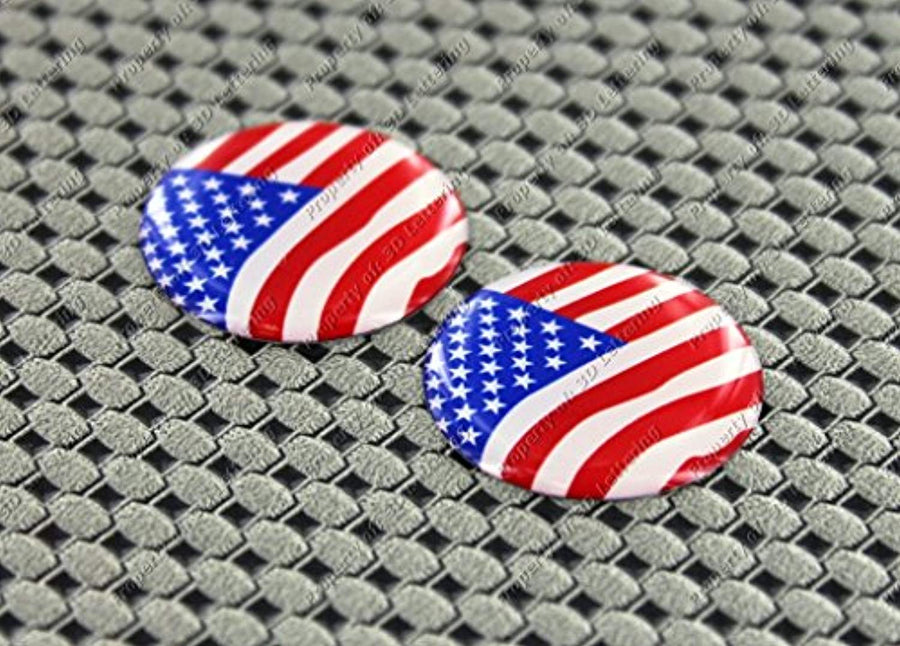 USA Flag Raised Clear Domed Lens Decal Set Round 1"