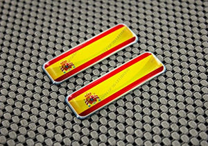 Spain Flag Raised Clear Domed Lens Decal Set