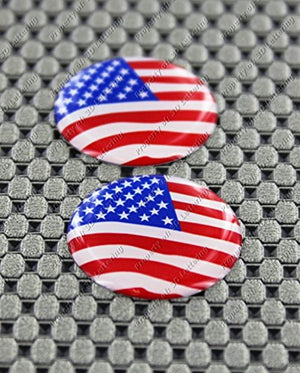 USA Flag Raised Clear Domed Lens Decal Set Round 1"