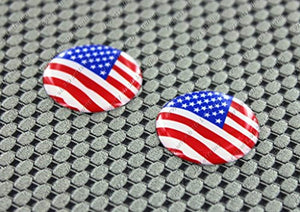 USA Flag Raised Clear Domed Lens Decal Set Round 1"