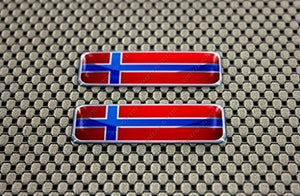 Norway Flag Raised Clear Domed Lens Decal Set