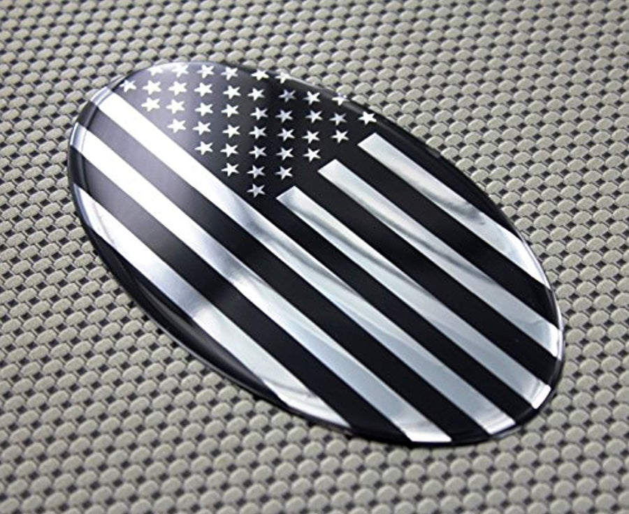 USA Flag Monochrome Raised Clear Domed Lens Decal Oval 6"x 3.5"