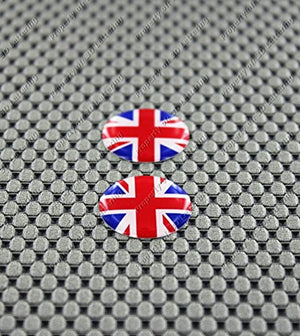 England UK Union Jack Flag Raised Clear Domed Lens Decal Set Round 1"