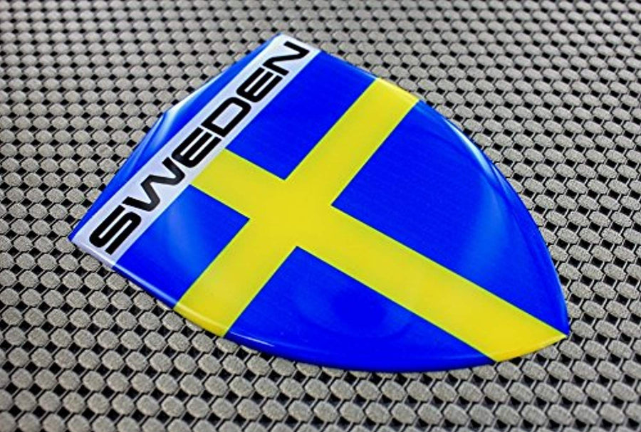 Sweden Flag Raised Clear Domed Lens Decal 3.2" x 4.36"