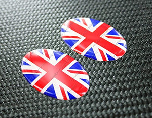 England UK Union Jack Triumph Flag Raised Clear Domed Lens Decal set Oval 1.9"x 1.15"